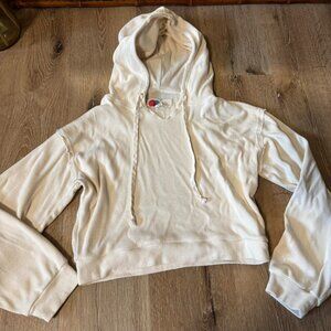 Free People Beach Oatmeal White Cream Crop Knit Hoodie size xsmall